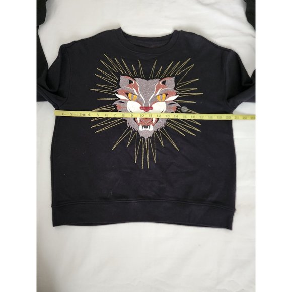 Aeropostale Embroidered Beaded Cat Feline Graphic Crewneck Sweatshirt Sz Medium - Picture 8 of 10